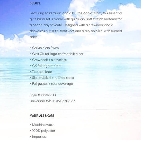 🌸NWT CALVIN KLEIN SWIMSUIT GIRLS 12/14 Lg🌸 - Picture 5 of 12